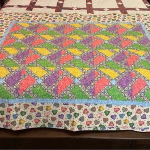 Hand Crafted Vibrant Multicolor Quilt